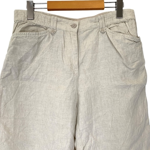 Jones New York Sport Pants Womens 8 Tan Elastic Waist Straight Leg Linen - Picture 3 of 7